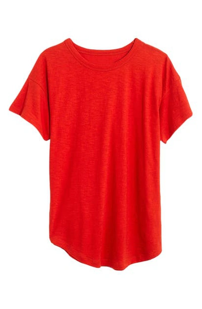 Shop Madewell Whisper Cotton Ribbed Crewneck T-shirt In Flame