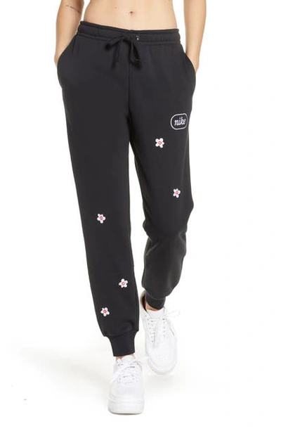 Nike Sportswear Floral Embroidered Fleece Sweatpants In Black | ModeSens