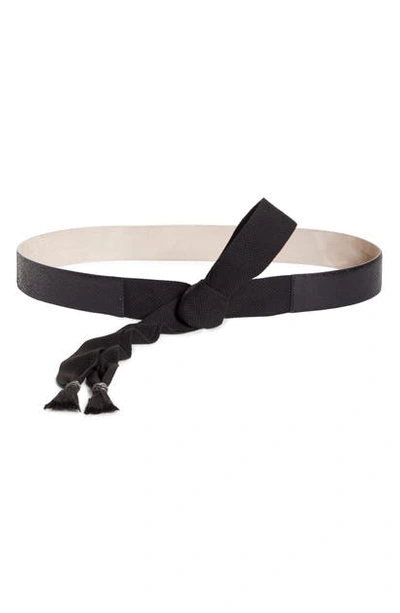 Shop Brunello Cucinelli Tie Leather Belt In Black