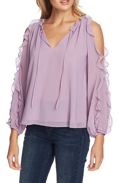 Shop 1.state Ruffle Cold Shoulder Top In Dusty Lavender
