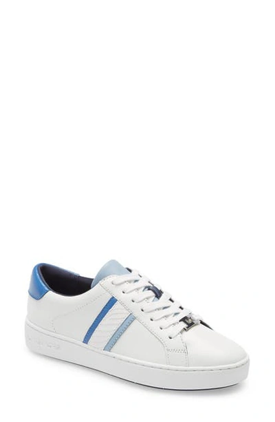 Michael Michael Kors Women's Irving Striped Lace Up Sneakers In White/  Vintage Blue Leather | ModeSens