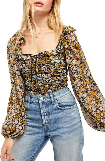 Shop Free People Mabel Print Blouse In Black Combo