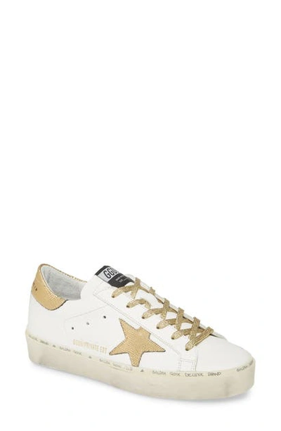 Shop Golden Goose Hi Star Metallic Platform Sneaker In White Leather/ Gold Lizard