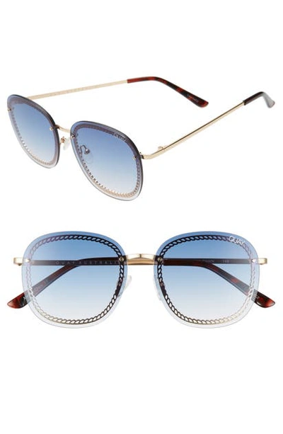Shop Quay Jezabell Chain 53mm Aviator Sunglasses In Gold/ Blue Fasde