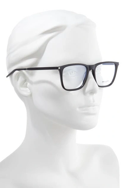 Shop Saint Laurent 55mm Optical Glasses In Black W Silver