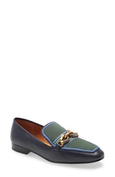 Shop Tory Burch Jessa Horse Hardware Loafer In Perfect Navy/ Green