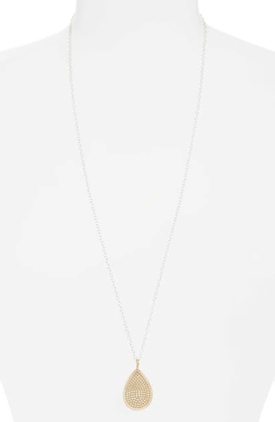 Shop Anna Beck Long Reversible Two-tone Teardrop Pendant Necklace In Gold/ Silver