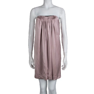 Pre-owned Stella Mccartney Pale Pink Silk Pleated Strapless Dress S