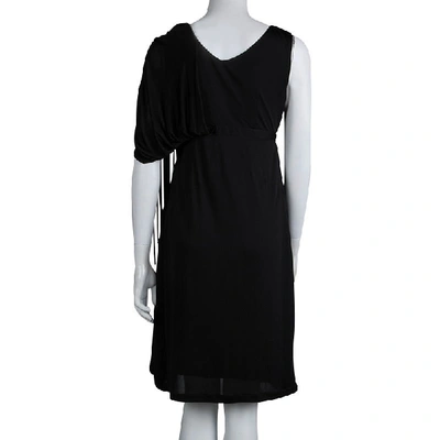 Pre-owned Kenzo Black Knit Draped Sleeveless Dress M
