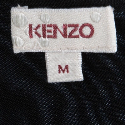 Pre-owned Kenzo Black Knit Draped Sleeveless Dress M