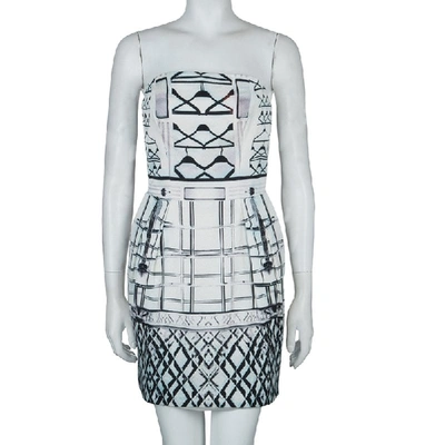 Pre-owned Mary Katrantzou Printed Strapless Dress M In Multicolor