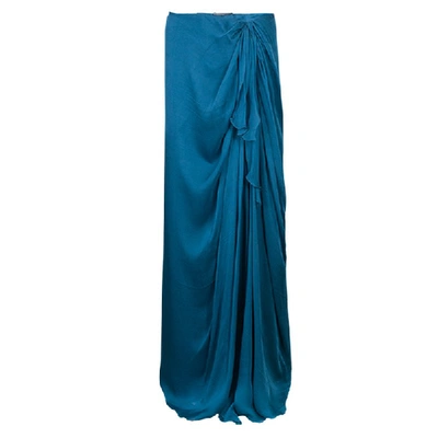Pre-owned Alberta Ferretti Blue Silk Chiffon Maxi Skirt M