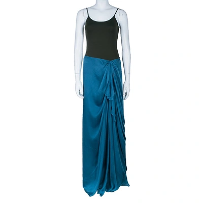 Pre-owned Alberta Ferretti Blue Silk Chiffon Maxi Skirt M