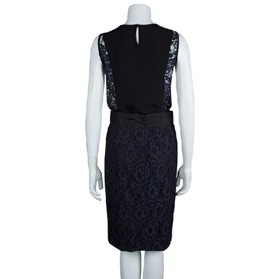 Pre-owned Red Valentino Black And Navy Blue Lace Top And Skirt Set S/m