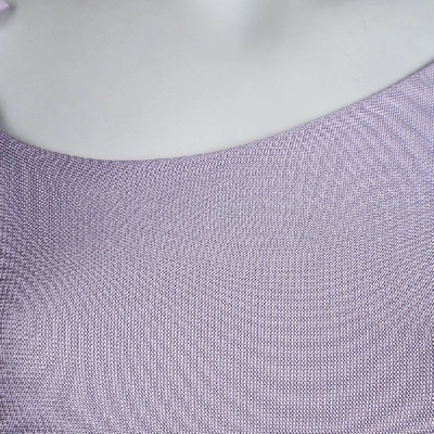 Pre-owned Valentino Lavender Knit Ruffle Detail Ruched One Shoulder Top S In Purple