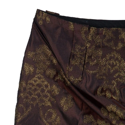 Pre-owned Dolce & Gabbana Dark Brown Brocade Silk Trousers S