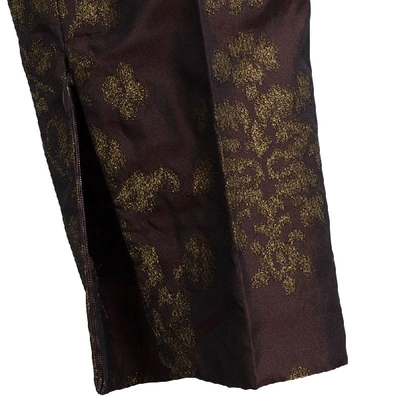 Pre-owned Dolce & Gabbana Dark Brown Brocade Silk Trousers S