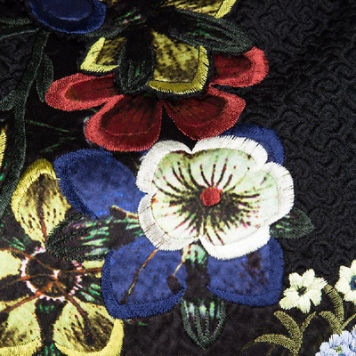 Pre-owned Erdem Black Jacquard Floral Applique Frankie Cropped Peplum Top M