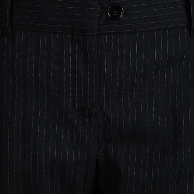 Pre-owned Dolce & Gabbana Black Wool Pinstriped Trousers S