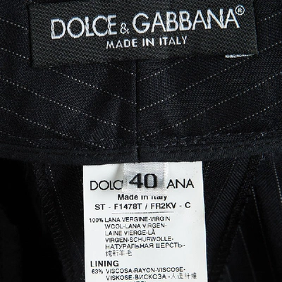 Pre-owned Dolce & Gabbana Black Wool Pinstriped Trousers S