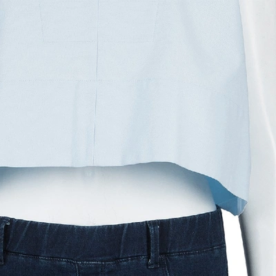 Pre-owned Balenciaga Blue Collared Yoke Detail Sleeveless Crop Top S