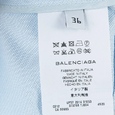 Pre-owned Balenciaga Blue Collared Yoke Detail Sleeveless Crop Top S