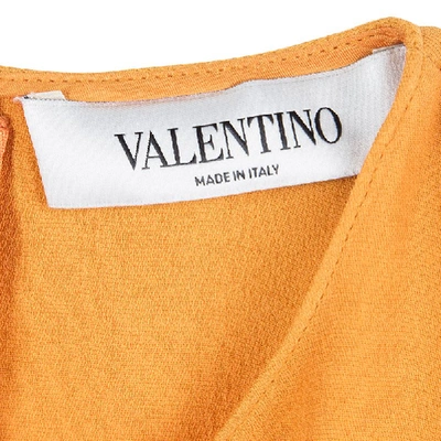 Pre-owned Valentino Orange Silk Scalloped Edge Cady Poncho S