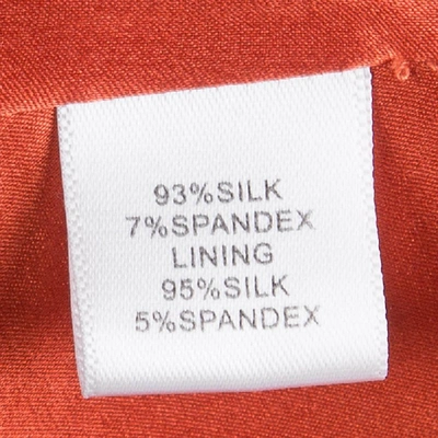 Pre-owned St John Orange Floral Printed Silk Ruffle Detail Skirt Xl