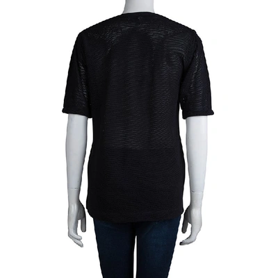 Pre-owned Dries Van Noten Navy Blue Perforated Knit T-shirt M