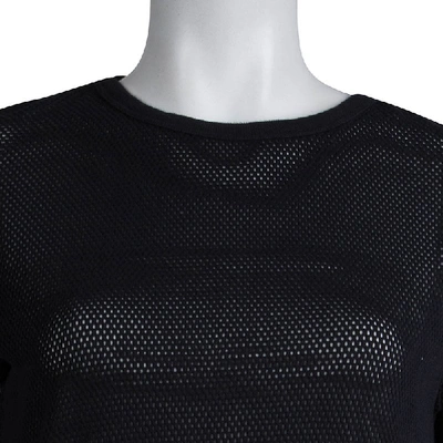 DRIES VAN NOTEN Pre-owned Navy Blue Perforated Knit T-shirt M