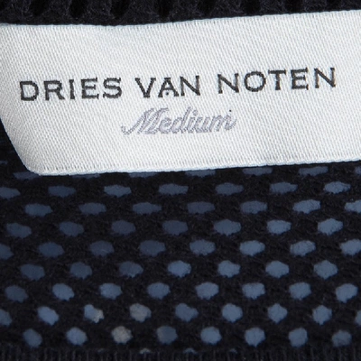 Pre-owned Dries Van Noten Navy Blue Perforated Knit T-shirt M