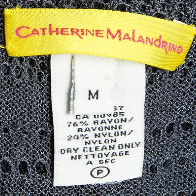 Pre-owned Catherine Malandrino Grey Perforated Knit Button Front Crop Top M
