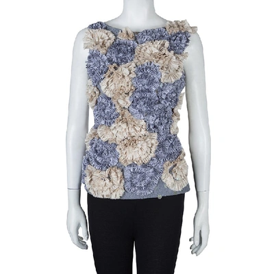 Pre-owned Dries Van Noten Floral Applique Textured Sleeveless Backless Top S In Multicolor