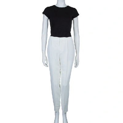 Pre-owned Chloé Off White Tailored Trousers M In Cream