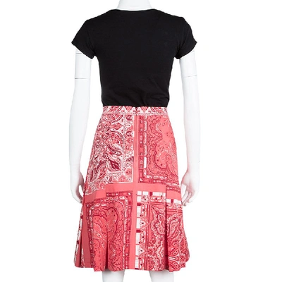 Pre-owned Etro Red Paisley Printed Cotton Box Pleated Skirt M