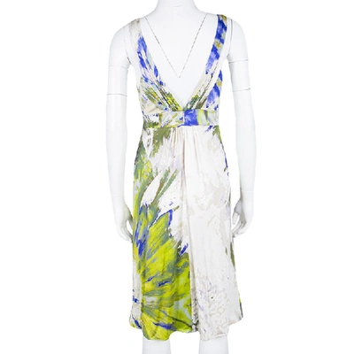 Pre-owned Blumarine Multicolour Embellished Sleeveless Silk Dress M In Multicolor