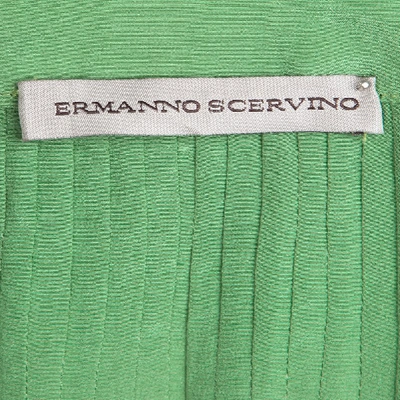 Pre-owned Ermanno Scervino Green Silk Pintucked Detail Long Sleeve Tunic S