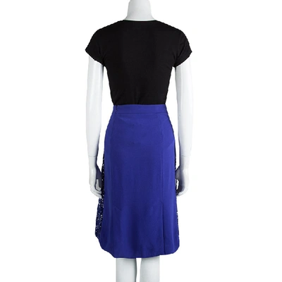 Pre-owned Joseph Cobalt Blue Pleated Lace Detail Courtney Skirt L