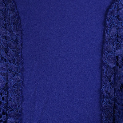 Pre-owned Joseph Cobalt Blue Pleated Lace Detail Courtney Skirt L