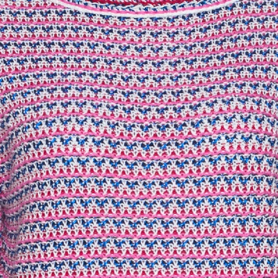 Pre-owned Chanel Mulitcolor Crochet Knit Short Sleeve Top M In Multicolor