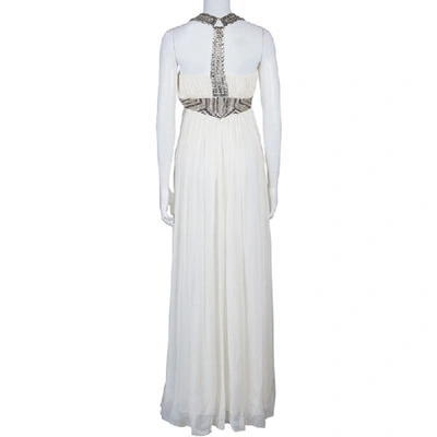 Pre-owned Matthew Williamson Cream Embellished Gown S