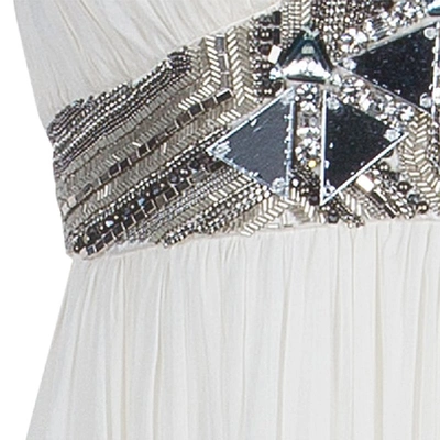 Pre-owned Matthew Williamson Cream Embellished Gown S