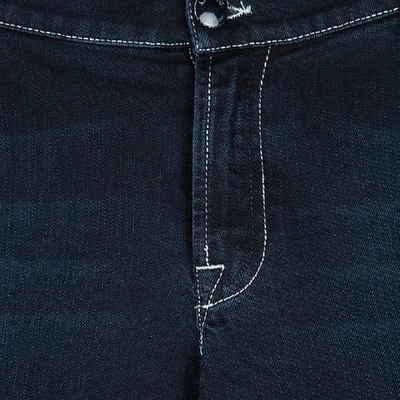 Pre-owned Armani Collezioni Indigo Dark Wash Faded Effect Denim Jeans L In Blue
