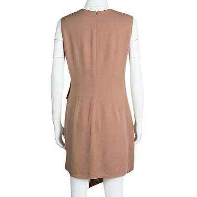 Pre-owned Giorgio Armani Beige Silk Draped Pleat Detail Sleeveless Dress M