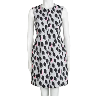 Pre-owned Diane Von Furstenberg Grey New Summer Mini Animal Dots Sleeveless Dress S