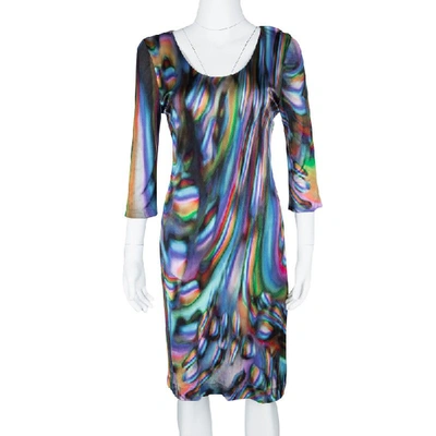 Pre-owned Matthew Williamson Multicolor Printed Knit Long Sleeve Dress M