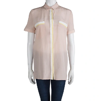 Pre-owned Hugo Boss Hugo By  Pastel Pink Silk Button Front Elphie Blouse M