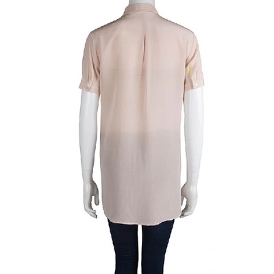 Pre-owned Hugo Boss Hugo By  Pastel Pink Silk Button Front Elphie Blouse M