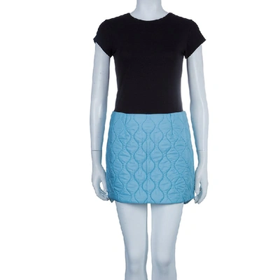 Pre-owned Miu Miu Powder Blue Quilted Mini Skirt S