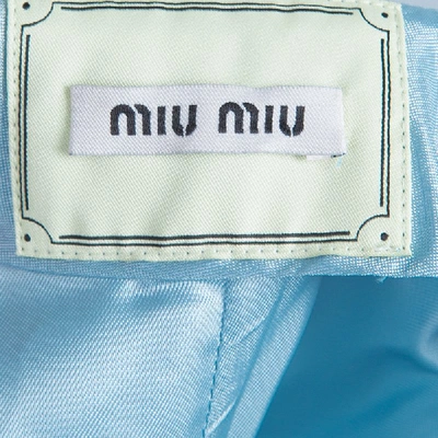 Pre-owned Miu Miu Powder Blue Quilted Mini Skirt S